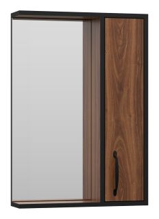 Зеркальный шкаф Misty Кедр 50см правый чёрный/орех